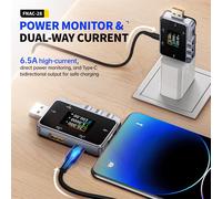 6 Tester Digitale USB 5A con TypeC per Letture Precise di Tensione e Corrente