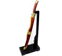6 Tier Wooden Sword Rack per Katana Display, 47cm Support Span, Solid Wood Floor Stand per Samurai Swords & Wakizashi, Nero