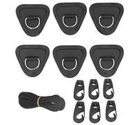 6 Toppe ad Anello a D in PVC, Toppe ad Anello a D in Acciaio Inossidabile, Corda Elastica con Ganci, Kit di Attrezzatura per gommoni, Kayak, Stand up Paddle Board, Accessori per (Grigio) (Bianco)