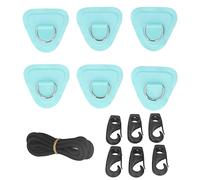 6 Toppe ad Anello a D in PVC, Toppe ad Anello a D in Acciaio Inossidabile, Corda Elastica con Ganci, Kit di Attrezzatura per gommoni, Kayak, Stand up Paddle Board, Accessori per (Grigio) (Bianco)