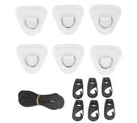 6 Toppe ad Anello a D in PVC, Toppe ad Anello a D in Acciaio Inossidabile, Corda Elastica con Ganci, Kit di Attrezzatura per gommoni, Kayak, Stand up Paddle Board, Accessori per (Grigio) (Bianco)