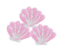 6 toppe ricamate con paillettes a forma di sirena conchiglia, cavalluccio marino, piccole e carine, termoadesive for borse, accessori fai da te(6pcs pink)
