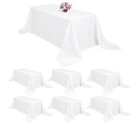 6 Tovaglie Bianche Rettangolari in Poliestere 90 x 132 Pollici (229X335 cm), Copritavola in Tessuto di Poliestere per Tavoli Rettangolari da 8 Piedi per Interni/Esterni, Matrimoni, Compleanni, Feste