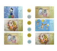 6 Tovagliette Americane colazione in plastica PVC 6 sottobicchieri cani e gatti