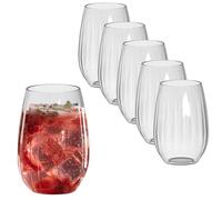 6 Tumbler da Liquore in Plastica Infrangibile Trasparente rigati da 500cc - 5011