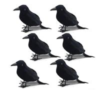 6 uccelli artificiali a forma di corvo per Halloween, accessori per cinema, caccia, design con piume nere, adatti per portico, cortile, spaventapasseri, uso esterno