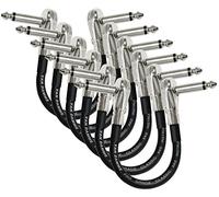 6 unità da Xke pro-grade - 15 cm - Van Damme multi-schermato Pedale per effetti per chitarra/basso strumento cavo patch con connettori tipo A basso profilo ad angolo retto, pancake (6.35 mm) TS