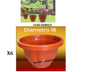 6 Vasi Dorico Ø 18cm Altezza 14,5cm 1,8L Colore Terracotta Polipropilene Vaso