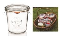 6 vasi in vetro WECK® forma diritta con coperchio e guarnizione salvafreschezza