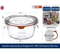 6 vasi in vetro WECK® forma diritta con coperchio e guarnizione salvafreschezza