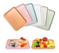 6 vassoi in plastica, antiscivolo, in plastica, riutilizzabile, vassoio da servizio, vassoio da servizio, antiscivolo, per sala da pranzo, cucina, caffè, soggiorno (24,8 x 17,8 cm)