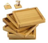 6 vassoi quadrati in bambù, 9 cm, in legno, mini vassoio in legno a mosaico fatto a mano, piccolo vassoio da servizio, mosaico Coaster, per pietre a mosaico, sottobicchieri in bambù