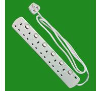 6 Vie Singolarmente con Interruttore Estensione Presa 13a 2m Cavo Spina & Neon