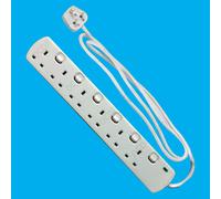 6 Vie Singolarmente con Interruttore Estensione Presa 13a 2m Cavo Spina & Neon