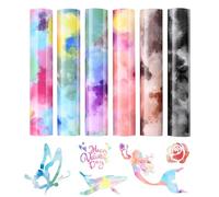 6 Vinile Tessile Termoadesivo Acquerello, Vinile Transfer DIY per Tessuti | Heat Transfer Vinyl, con Colori Effetto Acquerello, Vinile per Cricut Plotter, per Magliette, Borse e Decorazioni Tessili