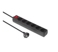 6-way Schuko Socket on/off - switch 5M Black With ON/OF - switch and child protection - Warranty: 300M NEW