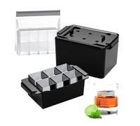 6 x 1,9 pollici Stampo per cubetti di ghiaccio trasparente per whisky bourbon old fashioned cocktail, vassoio per ghiaccio trasparente in silicone con borsa per la conservazione del ghiaccio