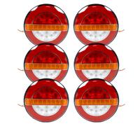 6 X 24V LED Rotondo Coda Luci Posteriore Lampada Con Four Funzioni Stop Freccia