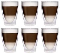 6 X 280 ML XL Doppia Parete Latte Macchiato di Occhiali/Bicchieri da Cocktail/Bicchieri/Succo di Acqua e di tè - 6 X 280 ML Noble Thermo Occhiali con Effetto Ondulato Feelino, 6 X 280 ML