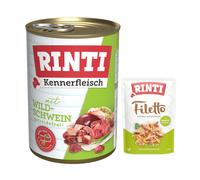 6 x 400 g RINTI Kennerfleisch + 100 g Filetto Buste in Gelatina gratis! - Cinghiale