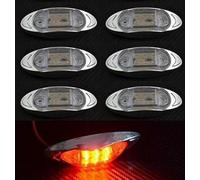 6 X 6 LED Side Rear 12V RED Marker Lights Chrome Clear Lens Lorry Truck Van Bus