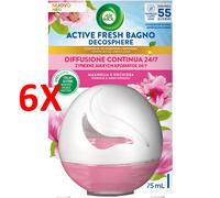 6 X Airwick Active Fresh Bagno Decosphere Emanatore Liquido Magnolia E Orchidea