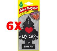 6x Arbre Magique Deodorante Auto Pinetto Black Pine