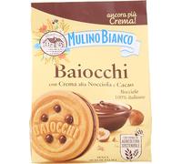 6 x baiocchi mulino bianco biscotti con crema alla nocciola e cacao - 260 gr