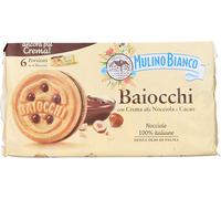 6 x baiocchi mulino bianco con nocciola e cacao 6 porzioni da 6 biscotti - 336 g