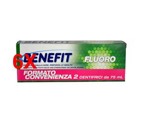6 X Benefit Dentifricio Al Fluoro Pacco Da 2 Dentifrici Da 75 Ml