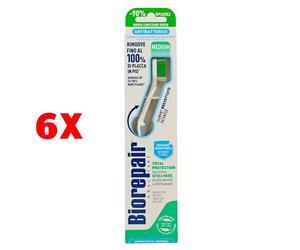 6 X Biorepair Spazzolino Da Denti Protezione Totale Medio Curved