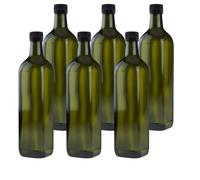 6 x bottiglie di olio da 750 ml con erogatore verde/marrone con dosatore ed etichette
