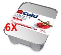 6 X Cuki Vaschetta Alluminio Con Coperchio (r99l) 6 Porzioni - 2 Pezzi - Lt 1,8