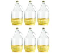 6 x Damigiana, Fiasco, Bottiglie di Vetro, da 5 l, con Chiusura a Tappo VITE e cestello - Dama Vetro 5L per Acqua Vino Olio - BOCCIONE Vetro per STOCCAGGIO vino acqua olio