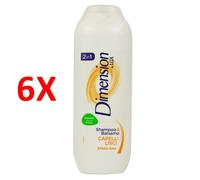 6 X Dimension Shampoo 2in1 Capelli Lisci 250ml Con Balsamo Effetto Seta