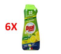 6 X Dual Power Gel Lavastoviglie Multifunzione Limone 33 Lavaggi 660 Ml