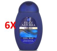6 X Felce Azzurra Docciashampoo Uomo Cool Blue Tonificante 250 Ml