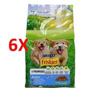 6 X Friskies Crocchette Cane Junior Pollo-verdure Kg.1,5