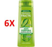 6 X Fructis Shampoo Lenitivo Antiforfora Capelli Normali Al Te' Verde 250 Ml.