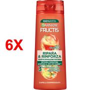 6 X Fructis Shampoo Ripara & Rinforza Capelli Danneggiati 250 Ml