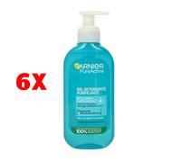6 X Garnier Pure Active Gel Detergente Purificante 200 Ml. Anti Macchie Anti Lu