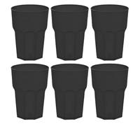 6 x GLASSY CUP 480 ml nero trasparente - bicchieri in plastica infrangibile effetto vetro, senza BPA, lavabili in lavastoviglie, riutilizzabili, ideali per cocktail, caipi, feste, campeggio e attività