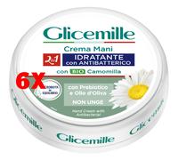 6 X Glicemille Bio Crema Mani Idratante E Vellutante Con Antibatterico Giara 10