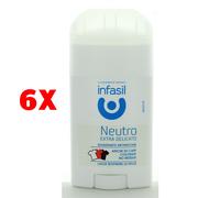 6 X Infasil Deodorante Stick Extra Delicato 50 Ml Antimacchia