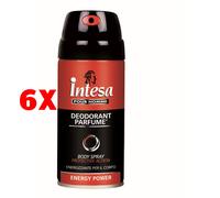 6 X Intesa Pour Homme Deodorante Body Spray Energy Power 150 Ml