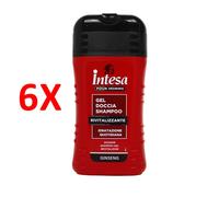 6 X Intesa Pour Homme Gel Doccia Shampoo Rivitalizzante Ginseng 250 Ml