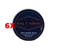 6 X King C Gillette Balsamo Delicato Da Barba 100 Ml Soft Beard Balm