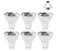 6 X LED Riflettore 6W GU10 Lente 435lm Faretto Lampada Bianco Neutro 4000K 10 ° [EEK: F]