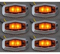 6 X LED Side Amber Chrome Bezel Marker Lights 24V Truck Lorry Per Iveco MAN DAF