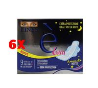 6 X Lines E' Extra Con Ali 9 Pz Notte Assorbenti In Lactifless Odor Protection
